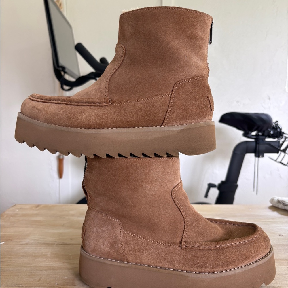 UGG Chestnut Suede Platform Boots